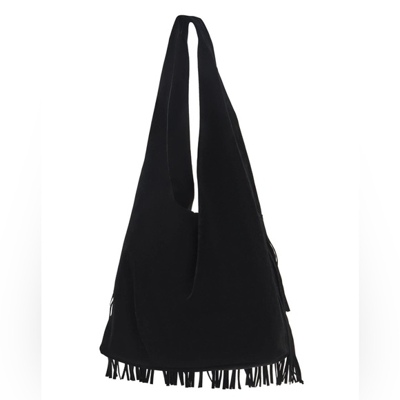 ✨🆕Dolls Kill Total Authority Faux Suede Fringe Bag in Black!BNWT!✨
